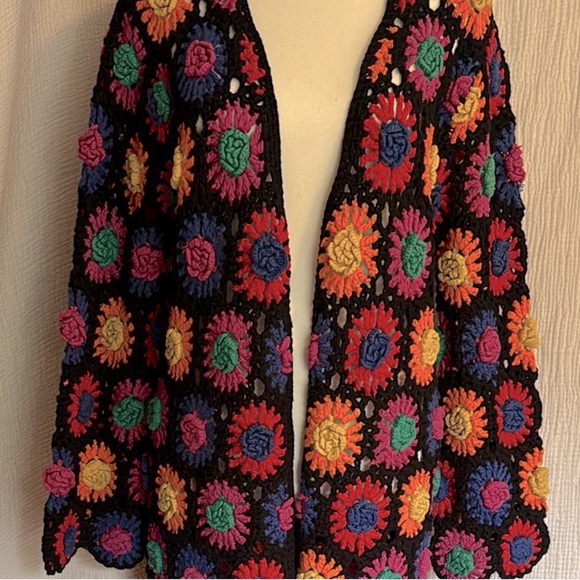 FARM Rio Multicolor Cotton Crochet Cardigan - Picture 1 of 12